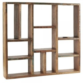 IB Laursen Unika Wall Shelf in Brown Recycled Wood with Various Compartments