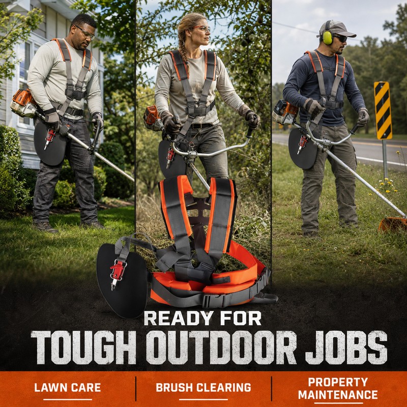 Adjustable Double Shoulder Strap Lawn Mower Harness – Trimmer Shoulder