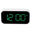 LED Digital Alarm Clock Brightness Adjustable 12/24Hr White Shell Green