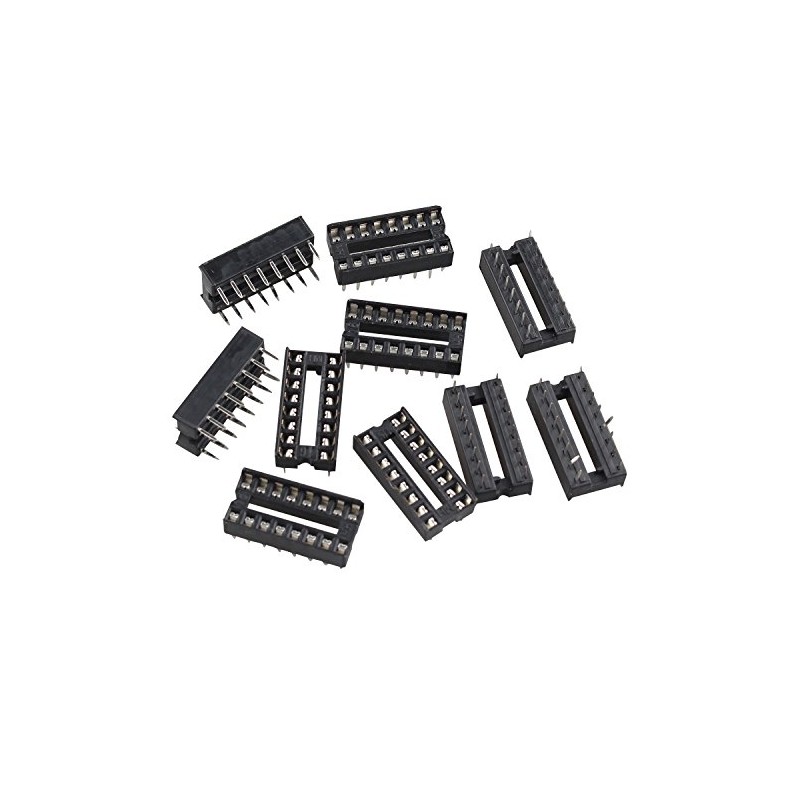 Futheda 10PCS 16 Pin 2.54mm Pitch DIP/DIL IC Sockets Solder