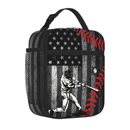 YOZIRIBO - Bolsa de almuerzo de béisbol para hombres, niños, mujeres y niñas, lonchera reutilizable para oficina, trabajo, escuela, picnic, camping (béisbol)