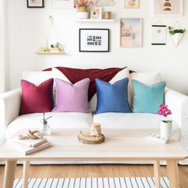 MONDAY MOOSE Decorative Throw Pillow Covers Cushion Cases, Set of 4 Soft Velvet Modern Double-Sided Designs, Mix and Match for Home Decor, Pillow Inserts Not Included (16x16 inch, Purple/Blue)