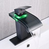 AVSIILE LED Bathroom Sink Faucet, Matte Black Waterfall Single Hole