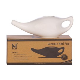 HealthGoosaAU - Durable Ceramic Neti Pot for Nasal Cleansing with 5 Sachets Neti Salt - 225 Ml Capacity