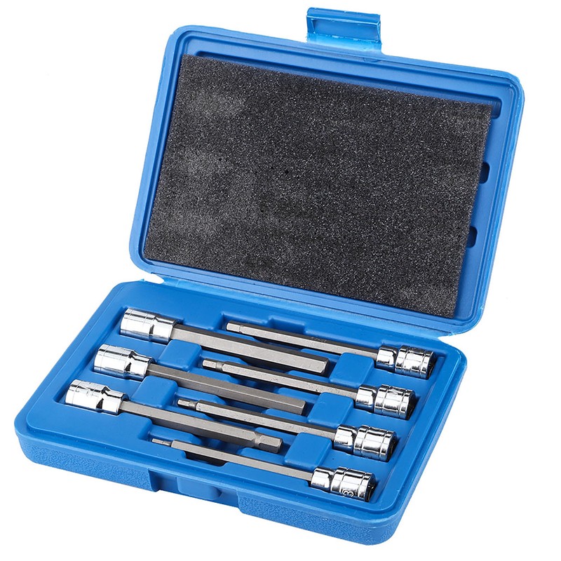 7Pcs Extra Long Hex Bit Socket Set 3/4/5/6/7/8/10 mm Drive