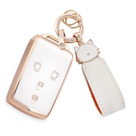 ZANEKO Tanto Key Case Compatible with Daihatsu Tant Custom Key Cover, Wake Smart Key Case, Key Holder (4 Buttons), gold white C
