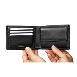 Elbleder Polo 105 Men's Leather Wallet RFID Protection with Coin Compartment, 010 Black 105-01, purse