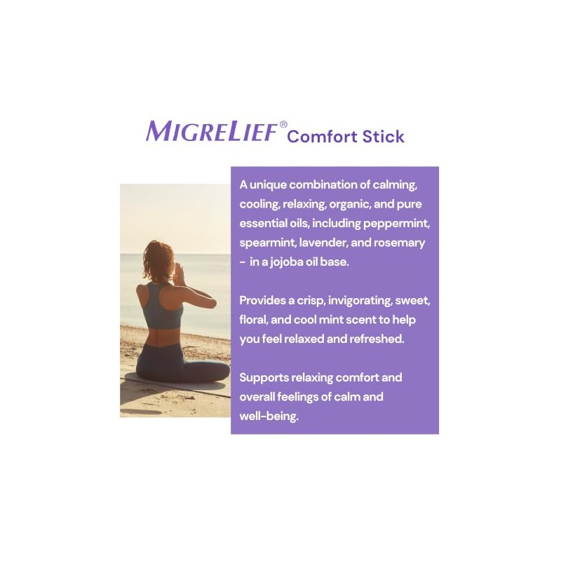 Migrelief Comfort Stick Migraña Dolor Cabeza Aceite Esencial Roll Menta