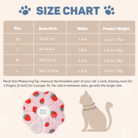 Avont Soft Cat Recovery Cone Collar, Adjustable Cat Elizabethan Collar for Cats and Small Dogs, Comfortable Cone to Stop Licking After Surgery, Lightweight Twill Fabric E-Collar - M,Strawberry