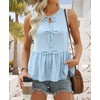 Zanvylia Women Summer Eyelet Peplum Sleeveless Tank Tops Crew Neck