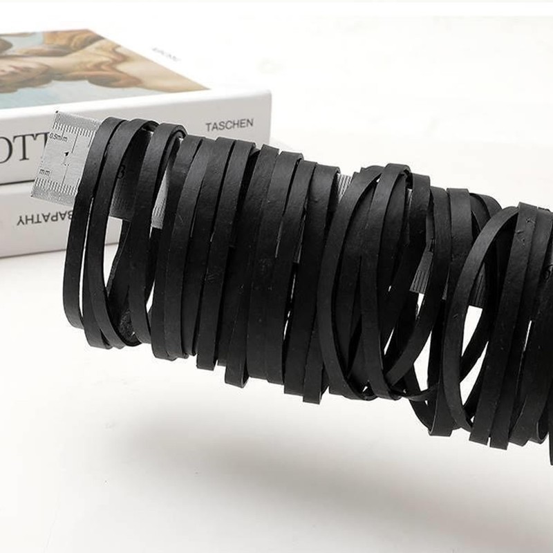 Pack of 80 Rubber Bands, 4 Sizes, Black, Thick Tactical