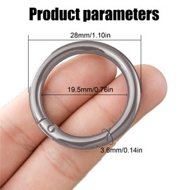 Pack of 12 Key Ring Rings 28 mm Stainless Steel Spring Clasp Round Spring O-Ring Key Ring DIY Key Ring Accessories Carabiner Round Ring Carabiner Small Carabiner Hook Carabiner Ring (Silver)