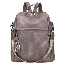 Women's Solid Color Fashionable Waterproof Backpack, Casual Large Capacity Backpack, Multi-functional Convertible Travel Backpack for Daily Use - Color: Gray, Size: one-size