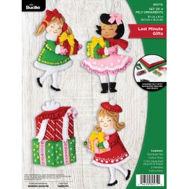 Bucilla, Last Minute Gifts, Felt Applique 4 Piece Ornament Making Kit, Perfect for DIY Arts and Crafts, 89571E