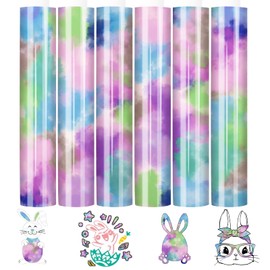 Tintnut Easter Pastel HTV - 6 Sheets 10x12 Inch Purple Tie dye Iron On Vinyl for T-Shirt, Fabric,Rainbow Clouds Watercolor HTV Bundle DIY T-Shirt