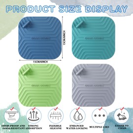 Yinkin 4 Pcs Shower Drain Cover Silicone Tub Stopper Floor Drain Cover Keep Bugs Out Sewer Anti-Odor Mat Deodorizing Plugs for Kitchen, Bathroom and Laundry(Gray, Green, Blue, Dark Green)