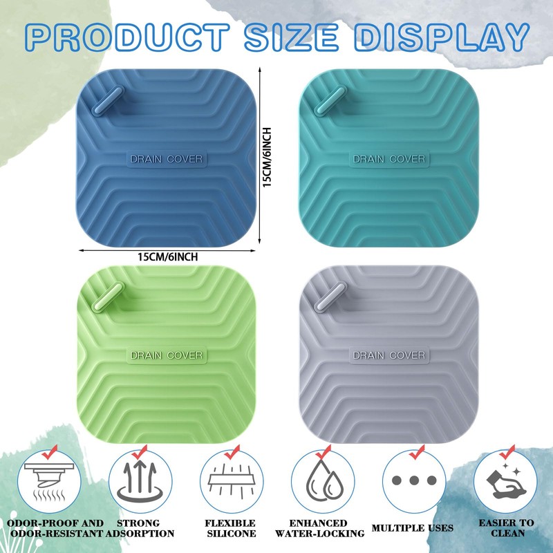 Yinkin 4 Pcs Shower Drain Cover Silicone Tub Stopper Floor