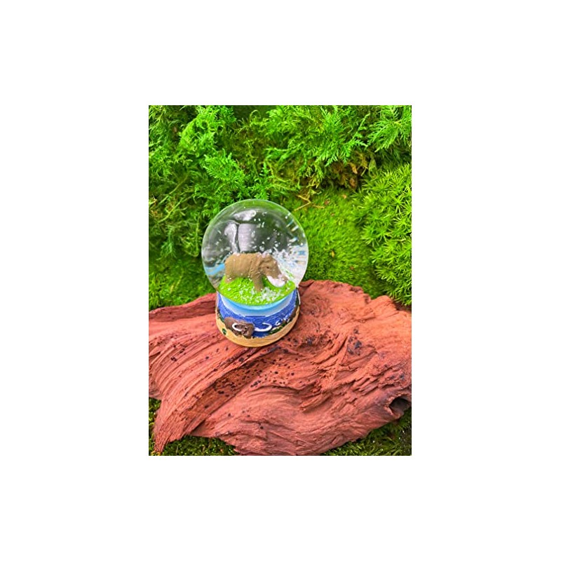 Onwomania Mammut Elephant Tusks Height 6.5 cm Snow Globe Glitter