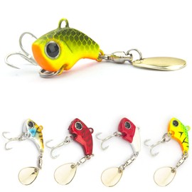 Fishing Lures VIB Tail Spinners Bait Metal Sinking Lures Fishing Jigs Blade Baits Bass Crankbait Fishing Spinner Blade for Bass Fishing Lure Kit with Tackle Box (0.25oz/5PCS)
