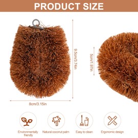 2pcs Vegetable Brush Scrubber for Food, Coconut Fiber Vegetable Scrub Brush Fruit Veggie Cleaning Brush with Wire Hanging Loop for Kitchen Food Cleaning