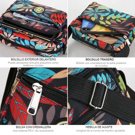 Bolsas Cruzadas para Mujeres Bolso Bandolera Crossbody Impermeable Mensajero Gran Capacidad Bolsa de Hombro de Lona Bolsos de Viaje con Múltiples Bolsillos (Negro)