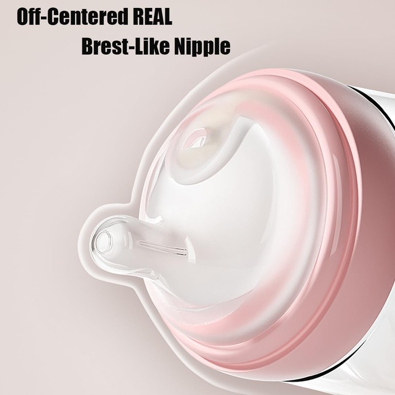 Oberni Baby Bottles with Off-Centered Natural Flow Nipple for 0+