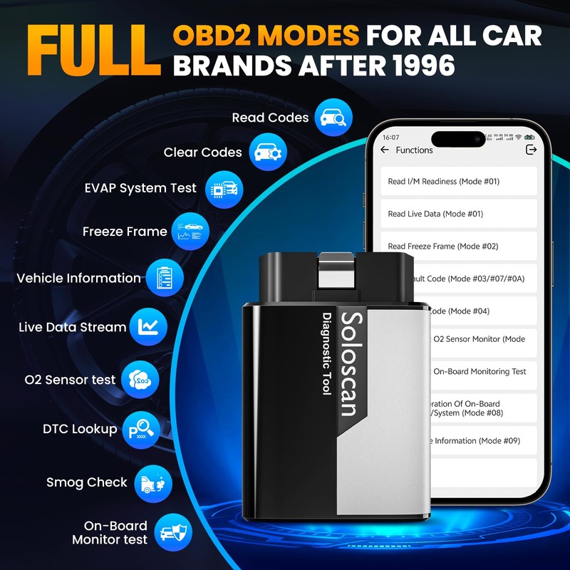 KINGBOLEN Soloscan OBD2 Scanner Bluetooth for Land Rover/for Jaguar,Full System