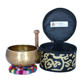 Meditation Yoga Singing Bowl Set With Mallet, Cushion & Brocade Bag - For Meditation, Chakra Healing, Prayer,Yoga, and Mindfulness by Nepalese Handicraft Zone (4 Inch Multicolor)