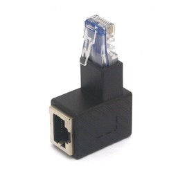 HTGuoji Angled RJ45 Ethernet Adapter, 90 Degree RJ45 8P8C Male to Female Cat5e Cat6 Network Patch Connector 2PCS (Up)