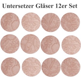 Czzmy Car Coaster 12 Pack Car Cup Holder Coaster Set for Drinks Absorbent Keep Clean Auto Accessories(12-Pink)