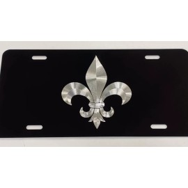 Diamond Etched Products Engraved Fleur De Lis Symbol Car Tag Diamond Etched Vanity License Plate Gift