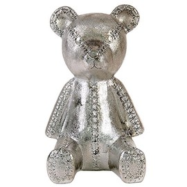 HAB & GUT -MB002- Chrome Plated Teddy Bear Money Box, Piggy Bank, Money Bank, sitting teddy bear
