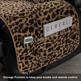 STONECREST Recliner Chair Cover, Faux Fur Slipcover, Stay in Place (Leopard, 25" Regular Recliner)