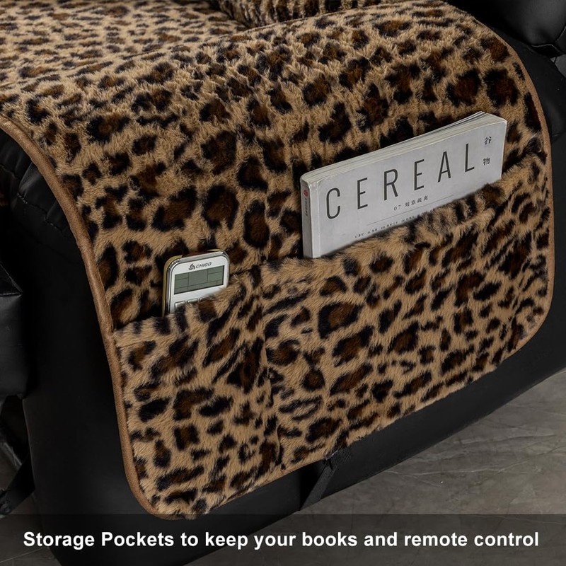 STONECREST Recliner Chair Cover, Faux Fur Slipcover, Stay in Place