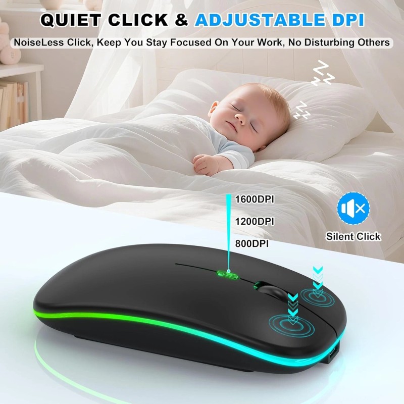 FYBC Bluetooth LED 2.4G Wireless Mouse Luminous Slim Design for