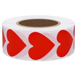 Hylabelest Coloured Dot Heart Stickers 30mm Love Shape Valentine's Day Gift Labels (Red)