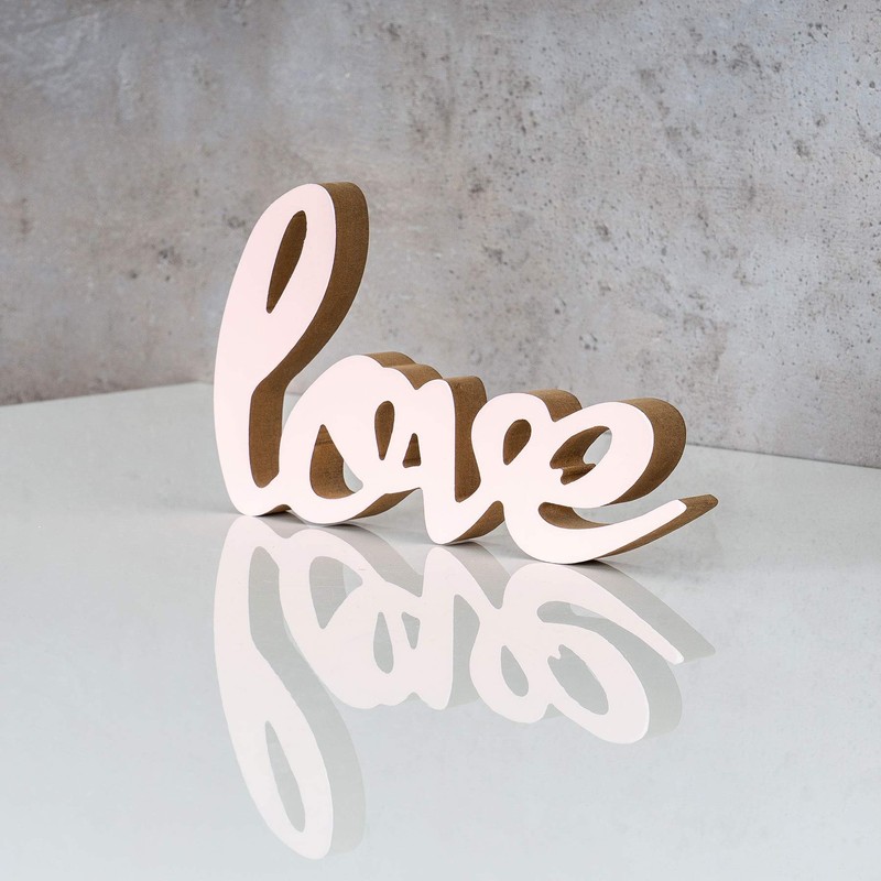 levandeo Lettering Love L22.5 cm Pastel Pink Wooden Table Decoration