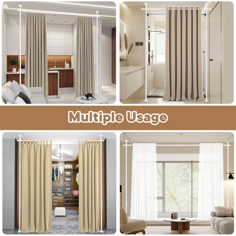 Bonpally Room Divider Curtain Rod, No Drilling Room Separator for