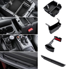 Eamplest 4PCS Center Console Organizer for 2024 2025 2026 Jeep Wrangler JL JLU 4XE and Gladiator JT Accessories Gear Shift Side Tray Organizer,Hanging Armrest Storage Box