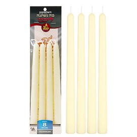 Ner Mitzvah White Beeswax Passover Seder Candles - 8 Hour Burn Time - Tall Beeswax Candles - Pack of 4 Bee Wax Taper Candles
