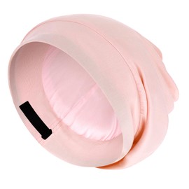 1 PCS Silk Bonnet for Sleeping Women, Adjustable Silky Satin Lined Sleep Cap, Silk Hair Wrap for Sleeping, Sleep Bonnet for Women, No More Frizzy Tangled Hair (Pink)