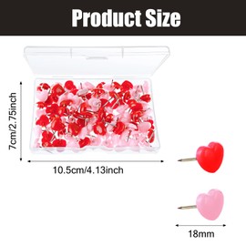 100pcs Cute Push Pins Decorative Pink Pins Drawing Pins,0.47inch Cute Decorative Thumb Tacks Heart Shaped Thumb Push Pins for Home School Office,Photos Wall Notice Board Cork Board(Red&Pink)