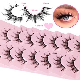 EYDEVRO Pestañas Manga Aspecto Natural Pestañas Postizas Pestañas Anime Pestañas Visón Wispy Fluffy Spiky Volumen 3D Paquete Coreano Japonés Asiático Cosplay Pestañas Falsas Parecen Grupo Individual 7 Pares por 7 unidades (paquete de 1)