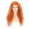 Long Curly Lace Front Wig for Women Orange and Red