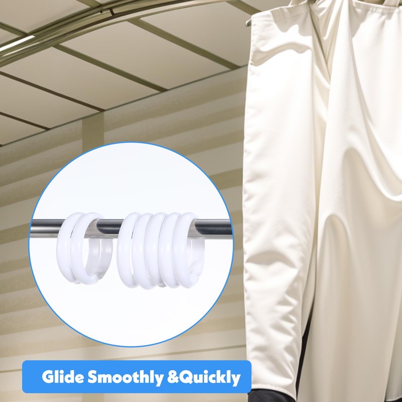 Oruola 12pcs White Plastic Shower Curtain Rings,O-Shape PP Plastic Material