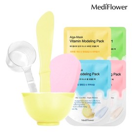 Mediflower [Mediflower] 4-Piece Pack Tool Set + Disposable Modeling Pack 28g - 4-Piece Face Mask Tool Set + Collagen 28g / [메디플라워] 팩도구 4종 세트+일회용 모델링팩 28g - 팩도구4종세트+콜라겐 28g
