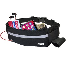 huri-ru freell Waist Pouch Waist Black ◆ Waterproof Walking Bag Reflective Running Jogging Pouch Climbing Field Night Walking Earphone Exclusive Hole Storage Cycling Running Jogging Water Bottle Holder Travel Belt Adjustable ◆ Mini Pocket with