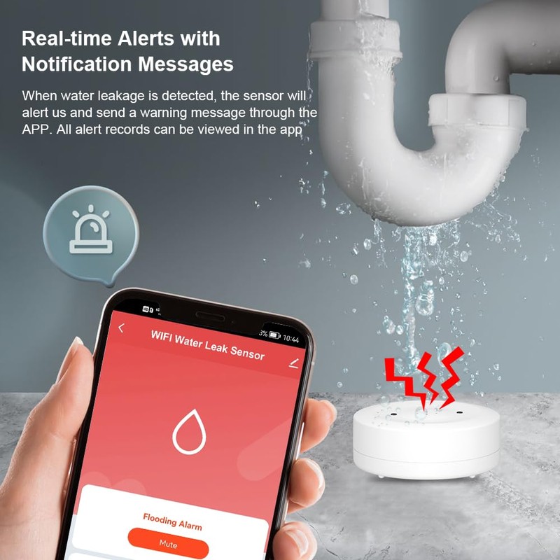 UanTii Smart Water Leak Alarm Sensor Tuya WiFi Water Leak