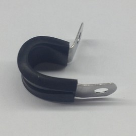 PK2101 UMPCO Cushioned Loop Clamps 3/8in with 3/16in Hole, Stainless Steel with Rubber Cushion (12 per pack)