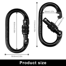 MYLERCT Carabiner Hooks 25KN (Set of 2) | Large Carabiner Hook Climbing with 19 mm Opening | Chrome Alloy Steel for Climbing, Camping, Pet Equipment | Black